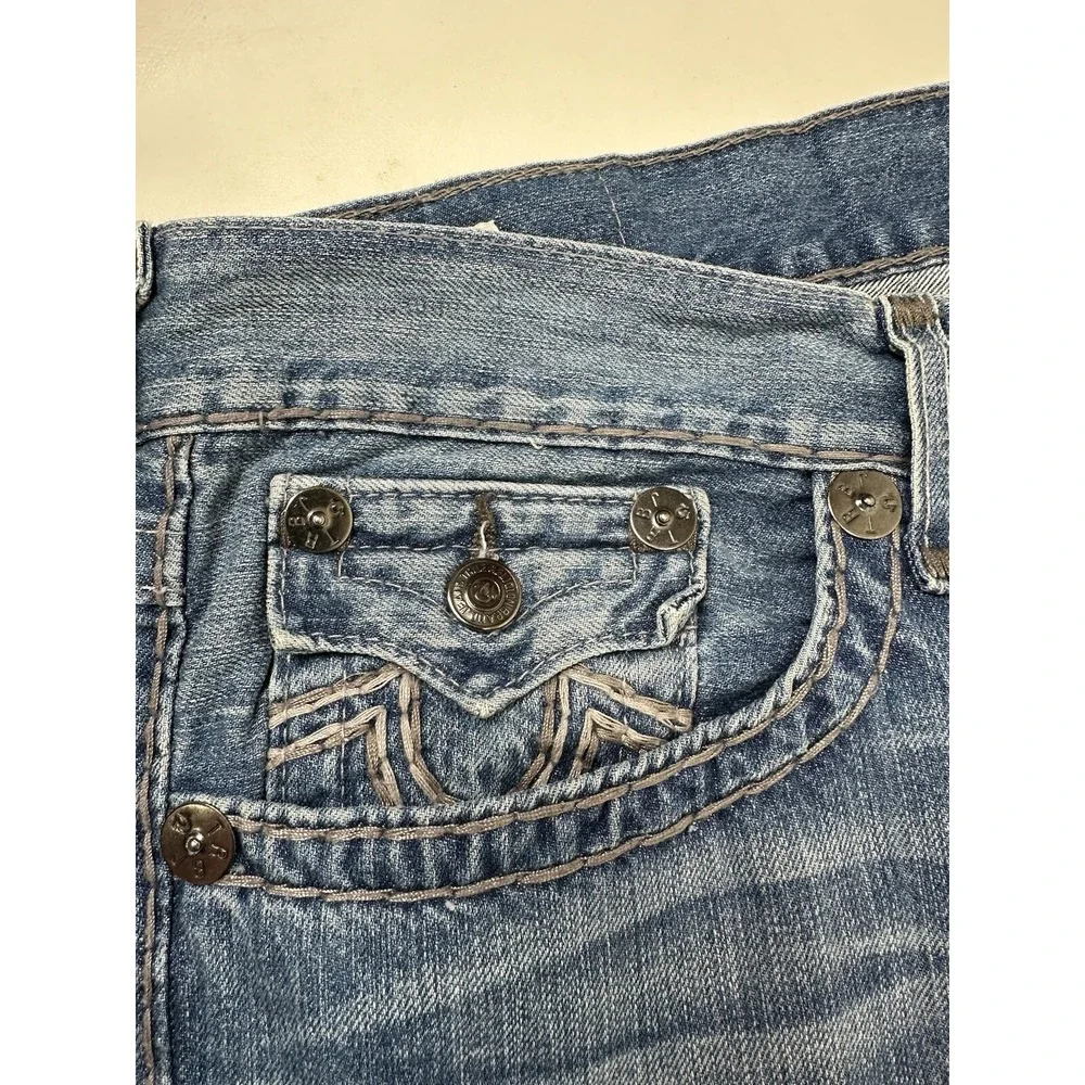 True Religion Jeans Mens 40x30‎ Ricky Super T Flap Pockets Blue HEMMED